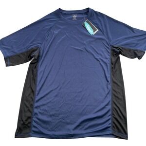 Tesla Rash Guard Mens US Large Navy Black Performance Short Sleeve Gym Surf‎